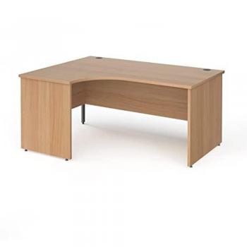 Contract 25 Left Hand Ergonomic Desk with panel ends and graphite corner leg, 160 cm, Beech