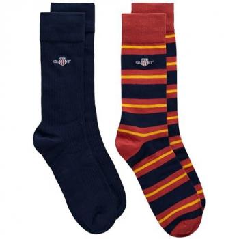 Men’s Gant Iron Red Shield Rugger Stripe Socks – 2 Pack (9½/10/10½/11)