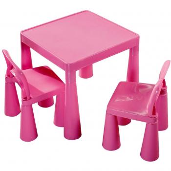 Kids Square Pink Plastic Table and Chair Set with 2 Chairs