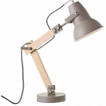 Lampe de Bureau Flexo Moderne en Bois et Métal Gris 43x41x13 cm