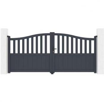 Puerta abatible 3m en aluminio gris Meije H.140cm + postes de 20x20cm H.166cm