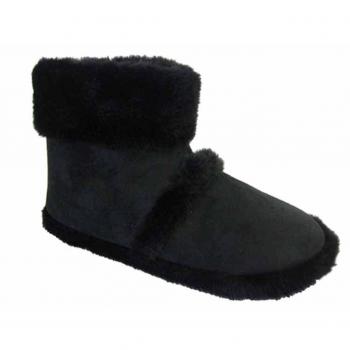 Snugg Microsuede Boot Slippers – Plush Collar, UK Size 7-8, 9-10, 11-12, Black