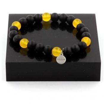 Stones & Minerals: Yellow Agate + Matte Black Onyx Bracelet