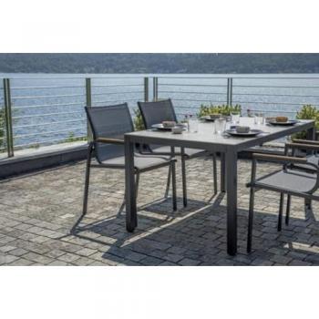 Tavolo e sedie da giardino in polywood nero 4 posti