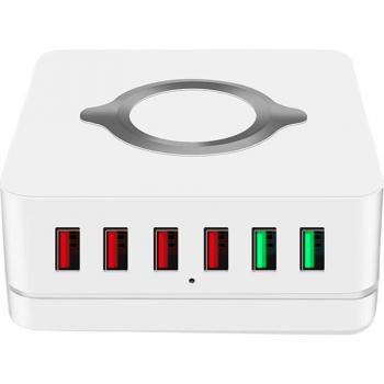 Quick Charge 3.0 6-Port USB Charger with 10W Wireless Charging