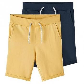 Pantaloni 'Vermo' Corti Sportivi Ocra e Blu Scuro 9 Anni
