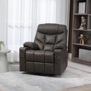 HOMCOM Faux Leather Recliner with Side Pocket