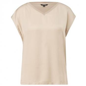 Comma Damen T-Shirt Beige Rippdetail Größe 40