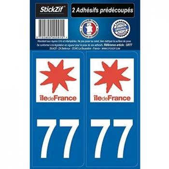 Lot de 2 Autocollants Région 77