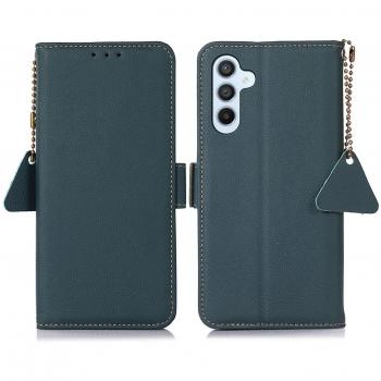 Casquette protectrice Samsung Galaxy A34 5G, vache cuir verte, RFID et support