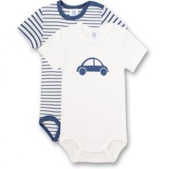 Sanetta 2er-Pack Kurzarm-Bodys Auto blau für Jungen, Größe 56