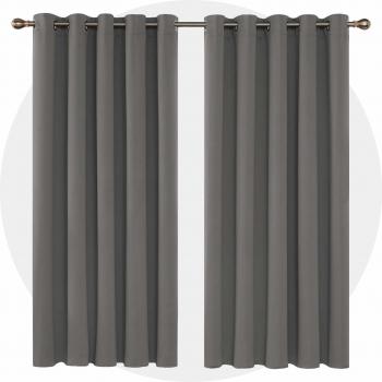 Deconovo blickdichte Gardinen Schlafzimmer 183x168 cm Hellgrau 2er Set