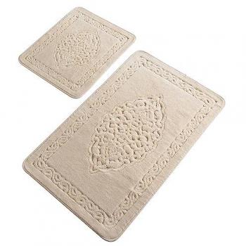 WELLHOME Juego de alfombras de baño (2 piezas) beige