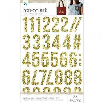 Radiant Chunky Glitter Gold Number Appliques – 32 pcs