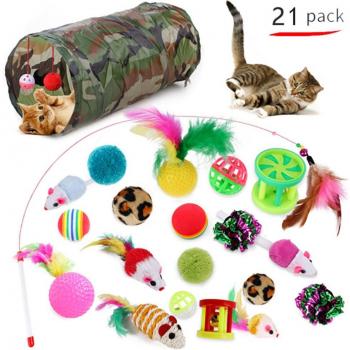 Collapsible Cat Tunnel and Toy Set