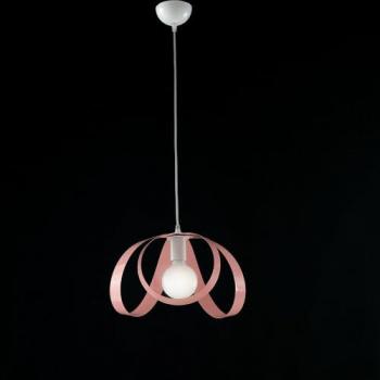 Lampadario Moderno Be Light 1 Luce Ferro Laccato Bianco e Rosa Serie Piovra