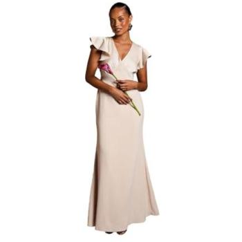 Satin Angel V Neck Bridesmaid Gown (Champagne) – Coast Petite