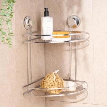 Dual Layer Corner Shower Organizer – Silver
