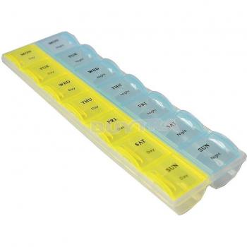 Estuche para medicamentos semanal (7 días), con 14 compartimentos separados, diseño multicolor