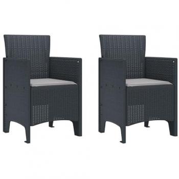 Set di Sedie da Giardino Antracite con Cuscini