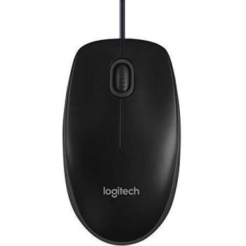 Logitech B100 Mouse Filo USB,3 Pulsanti,Rilevamento Ottico,Ambidestro, PC Mac
