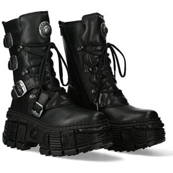 Half‑High Gothic Leerglaas Laarzen – New Rock WALL373 S5