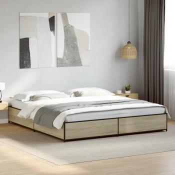 VidaXL Bettgestell Sonoma-Eiche mit Metallrahmen 160x200 cm