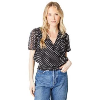 Dorothy Perkins Women's Black Spot Chiffon Wrap Blouse