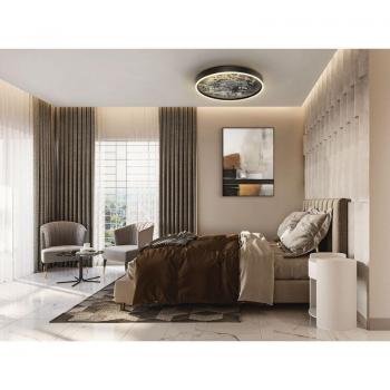Valencia Stone 60 cm LED Ceiling Fixture – Metal & Acrylic, Black