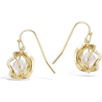 Tesori di Lily E5030 Orecchini Oro Placcato Alchimia Bianco Dorato 10 mm