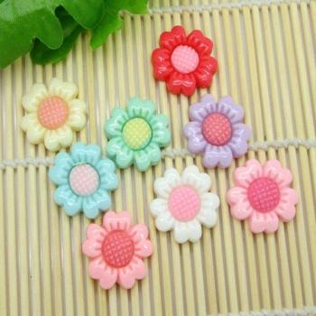 LF 30Pcs Mixed 19x19mm Flower Resin Craft Decorations