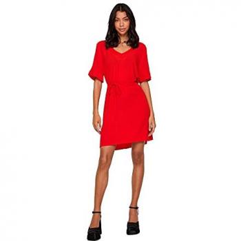 Vestito Vila Corto Maniche Corte Rosso Scarlatto 40