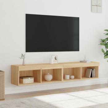 VidaXL Muebles de TV con luces LED 2 uds roble Sonoma 80x30x30 cm