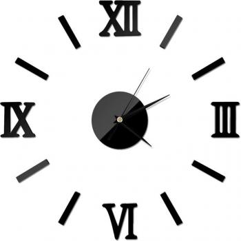 DIY Black Mirror Surface Wall Clock Sticker