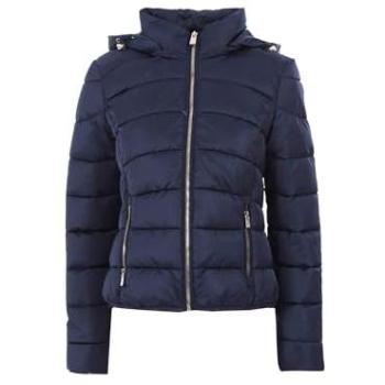 Piumino a maniche corte da donna con cappuccio blu