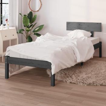 Estructura de cama sin colchón madera maciza gris 100x200 cm