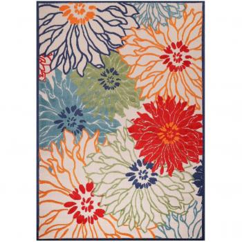 Tapis extérieur Kilim de Jadorel – rectangle 200 cm × 290 cm – palette bleu/beige