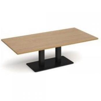 Eros Rectangle Coffee Table, Twin Uprights 1600 mm × 800 mm – Oak Finish