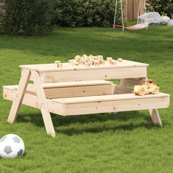 Mesa de pícnic infantil con arenero de madera maciza de pino
