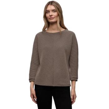 Street One Strukturshirt 3/4‑Arm Damen – Schwarz‑Braun, unifarben, normal, Größe 34