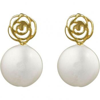Flor Perla Gold – Pendientes de Plata 925 bañados en Oro