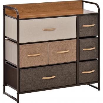 Stoff‑Klapp-Kommode 7 Schubladen – schwarzes Stahlgestell – 80L x 29B x 78,5H cm