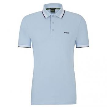 BOSS Green Paddy 4XL Polo with Contrast Logo – Bright Blue Cotton