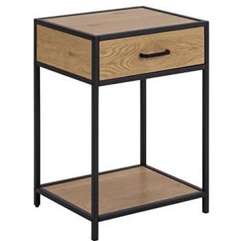 Chevet Toilinux – MDF et acier, 1 niveau, 1 compartiment – Brun et Obsidienne
