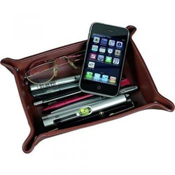 Vide-poches en cuir marron cognac