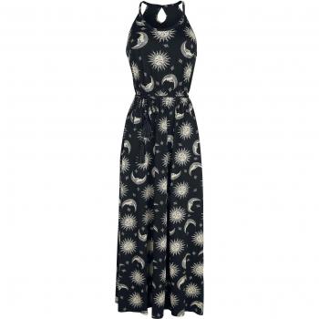 Vestito lungo gothico con sole, luna e stelle