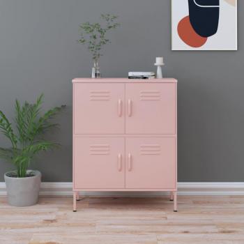 Buffet Armoire de Rangement Salon Intérieur Rose 80x35x101,5 cm Acier