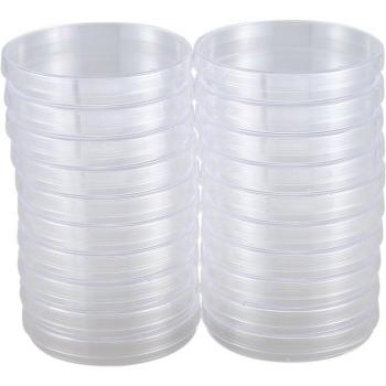 Paquet 20 boîtes de Pétri 100 mm × 15 mm, plastique, couvercles