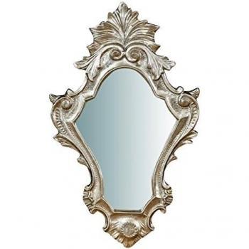 Miroir Shabby Chic en Bois Argent Vieilli 25x3x41 cm