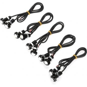Set de 10 feux de recul DRL LED – 10W, 18mm, œil d’aigle blanc